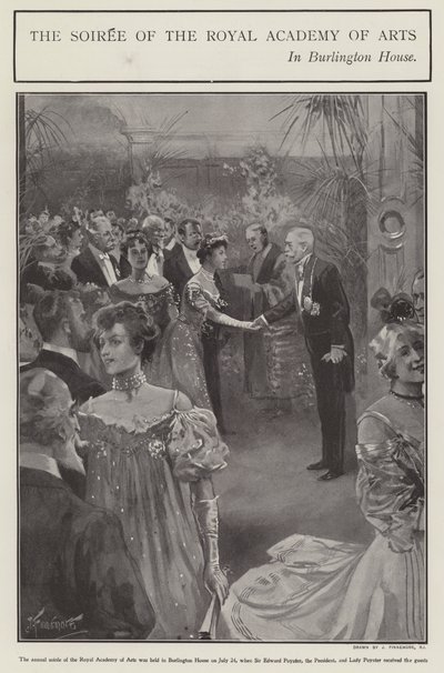 Soaréen til Royal Academy of Arts i Burlington House, London (litho) av Joseph (after) Finnemore
