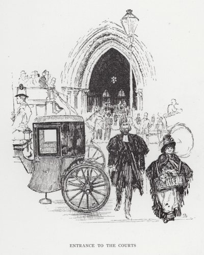 Inngang til domstolene (litho) av Joseph (after) Pennell