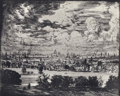 London, over Hampstead (litho) av Joseph (after) Pennell