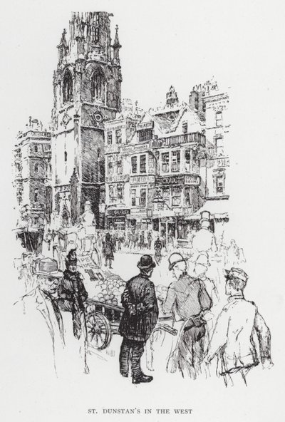 St Dunstans i Vesten (litho) av Joseph (after) Pennell