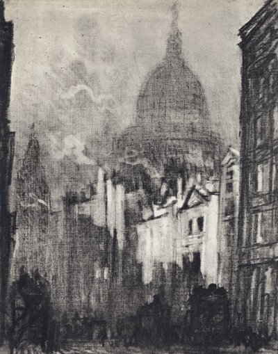St Paul's Dome, fra Cannon Street (litho) av Joseph (after) Pennell