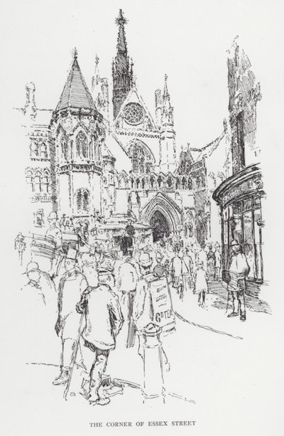 Hjørnet av Essex Street (litho) av Joseph (after) Pennell