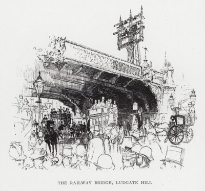 Jernbanebroen, Ludgate Hill (litho) av Joseph (after) Pennell