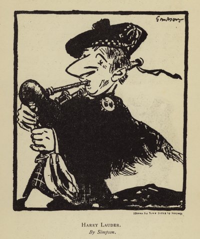 Harry Lauder , skotsk sanger og komiker (litho) av Joseph (after) Simpson