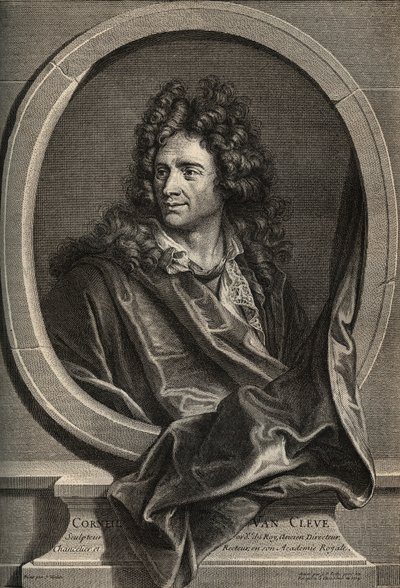 Portrett av Corneille Van Cleve fransk billedhugger (1645-1732) gravering av Poilly etter maleriet av Joseph Vivien av Joseph (after) Vivien