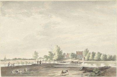 Fergehuset på Lek nær Schoonhoven av Joseph Adolf Schmetterling