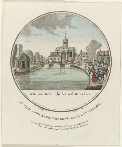 Angrep ved Ouderkerk aan de Amstel, 1787 Action for Gevalle av dorß Ouderkerk / Action arrivée proche le village d