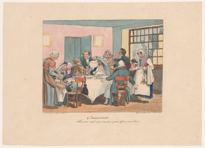 Selskap ved bordet mens du faster Plaisantez-vous? Nous sommes à jeun depuis avanthier (tittel på objekt) Upraktisk (serietittel) Inconvénient (serietittel på objekt) av Joseph Ambroise Jobard