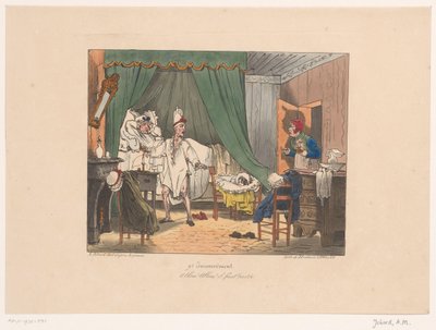 Hotellkeeper sender dame og herre ut av rommet Allons! Allons! il faut partir (tittel på objekt) Ubehag (serietittel) Upraktisk (serietittel på objekt) av Joseph Ambroise Jobard
