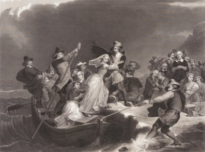Pilegrimene lander ved Plymouth Rock i 1620 av Joseph Andrews