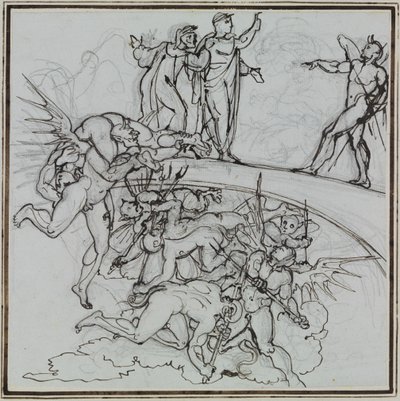 Ved de bestikkelige embetsmennenes bekinnsjø, rådmannen fra Lucca (Dantes Inferno, Canto 21, V 34) av Joseph Anton Koch