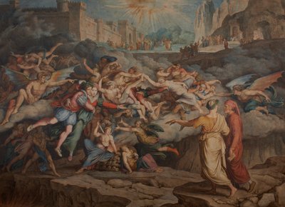 Dante og Virgil i helvetes andre sirkel, 1823. av Joseph Anton Koch