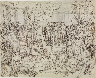 Dante og Vergil blant hedningene i Limbo (Dantes Inferno, sang 4, v. 52) av Joseph Anton Koch