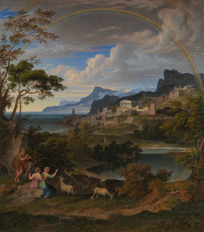 Heroisk landskap med regnbue av Joseph Anton Koch