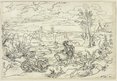 Landskap med Saint George and the Dragon og Monte Soratte av Joseph Anton Koch