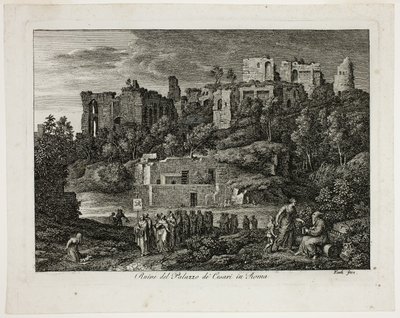 Ruinene av Cæsarnes palass i Roma, plate åtte fra Die Römische Ansichten av Joseph Anton Koch