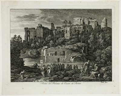 Ruinene av Cæsarnes palass i Roma, plate åtte fra Die Römische Ansichten av Joseph Anton Koch