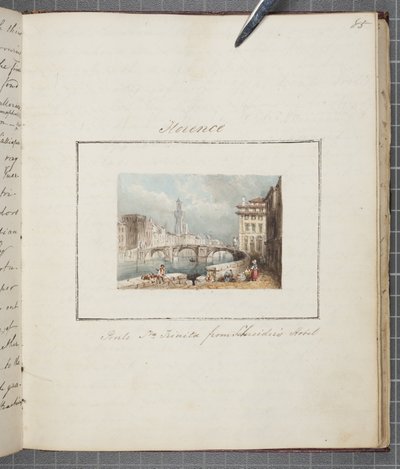 Florence, limt inn i Thomas Moodys Journal of a tour through Sveits og Italia, 1822 (wc på papir) av Joseph Axe Sleap