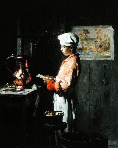 Brev fra hans far (olje på lerret) av Joseph Bail