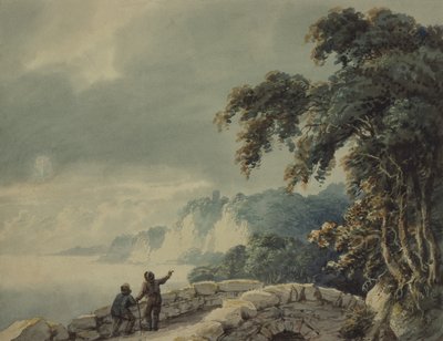 Landskap med trær, bro og figurer av Joseph Barber