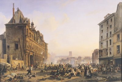 Angrep på Hotel de Ville, 28. juli 1830 av Joseph Beaume