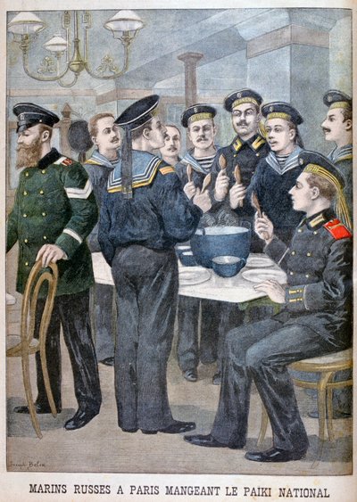 Russiske marinesoldater spiser paiki i Paris, 1900 av Joseph Belon