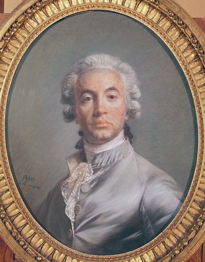Selvportrett (pastell på blått papir) av Joseph Boze