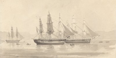 Tre skip med Barque-lignende rigg av Joseph Cartwright