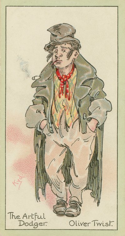 Artful Dodger, Oliver Twist (fargelitografi) av Joseph Clayton (1856-1937) (after) Clarke