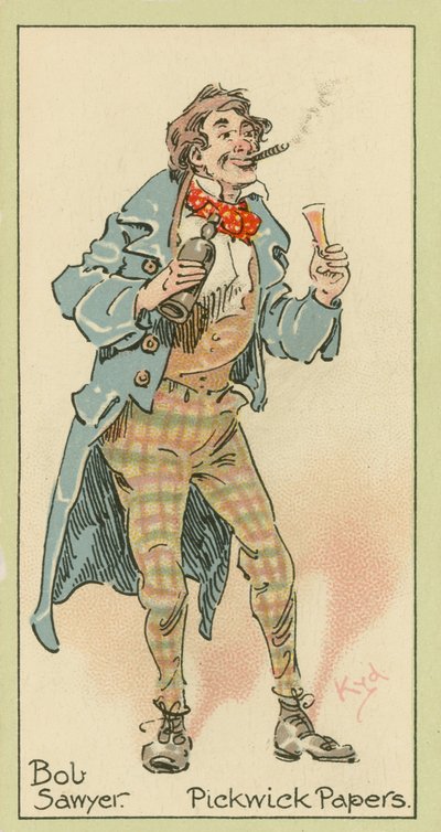 Bob Sawyer, Pickwick Papers (fargelitografi) av Joseph Clayton (1856-1937) (after) Clarke