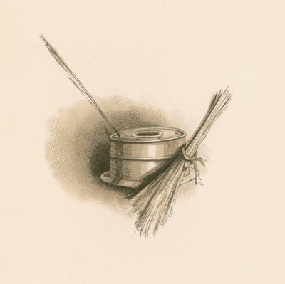 Charles Dickens#39; penn og blekk (fargelitografi) av Joseph Clayton (1856-1937) (after) Clarke