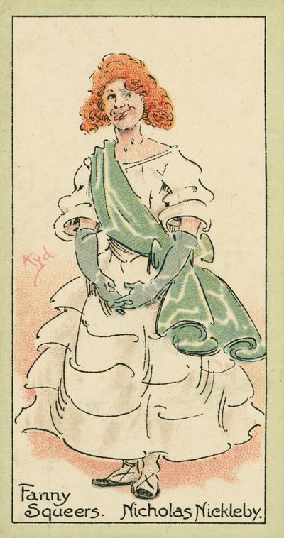 Fanny Squeers, Nicholas Nickleby (fargelitografi) av Joseph Clayton (1856-1937) (after) Clarke