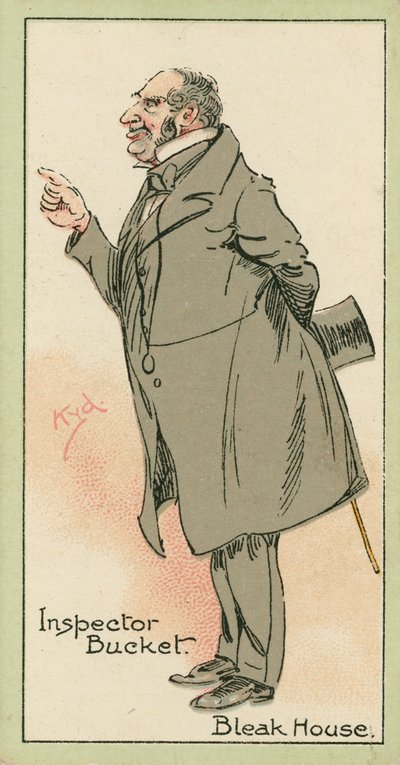 Inspektør Bucket, Bleak House (fargelitografi) av Joseph Clayton (1856-1937) (after) Clarke