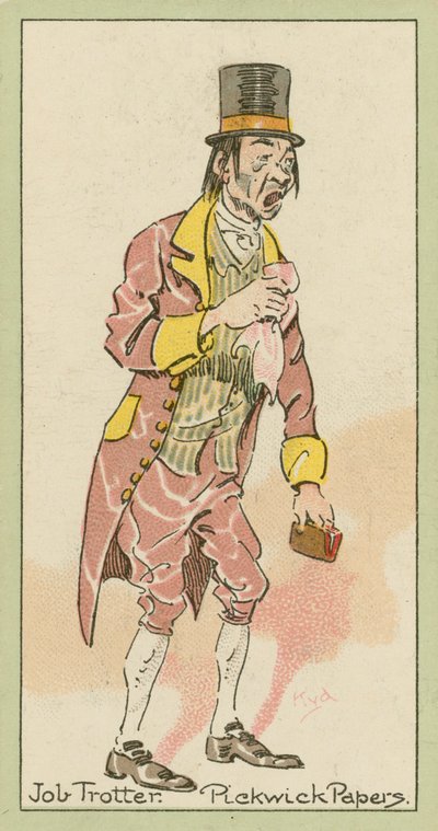 Job Trotter, Pickwick-papir (fargelitografi) av Joseph Clayton (1856-1937) (after) Clarke