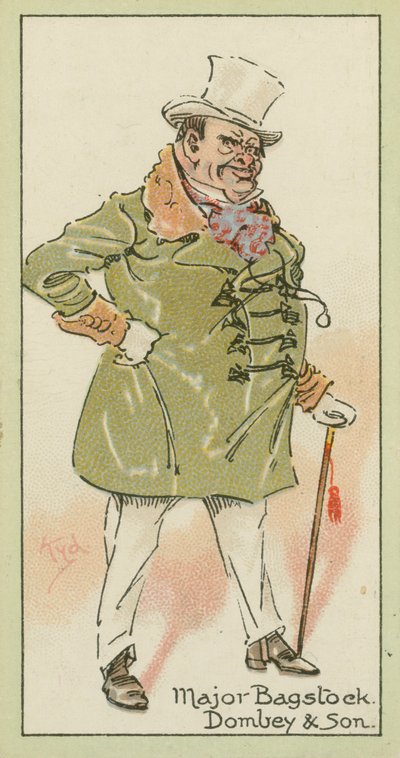 Major Bagstock, Dombey amp; Son (fargelitografi) av Joseph Clayton (1856-1937) (after) Clarke