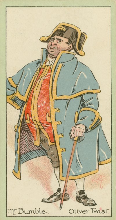 Mr. Bumble, Oliver Twist (fargelitografi) av Joseph Clayton (1856-1937) (after) Clarke