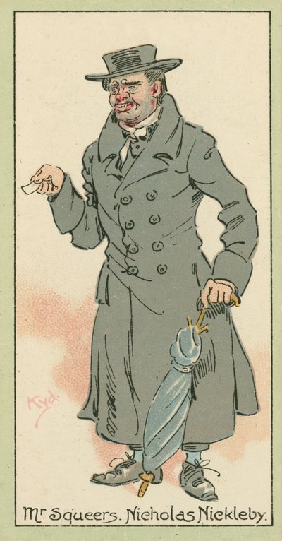 Mr. Squeers, Nicholas Nickleby (fargelitografi) av Joseph Clayton (1856-1937) (after) Clarke