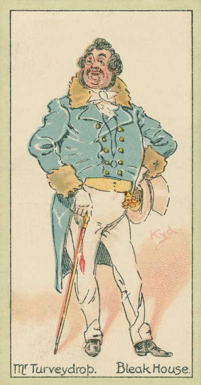 Mr. Turveydrop, Bleak House (fargelitografi) av Joseph Clayton (1856-1937) (after) Clarke