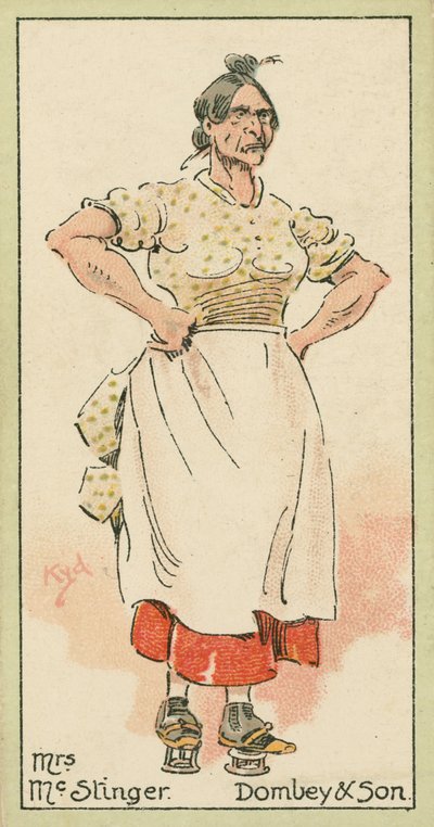 Fru McStinger, Dombey amp; sønn (fargelitografi) av Joseph Clayton (1856-1937) (after) Clarke