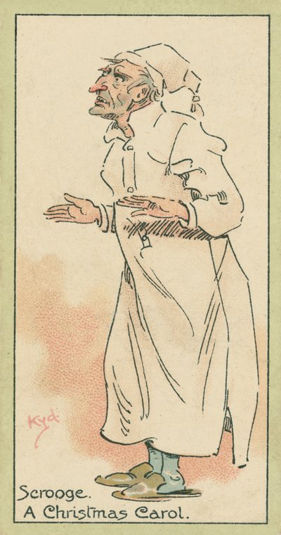 Scrooge, En julehistorie (fargelitografi) av Joseph Clayton (1856-1937) (after) Clarke