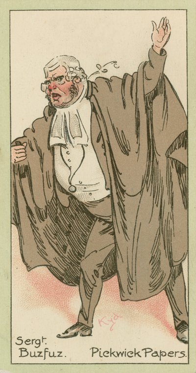 Sersjant Buzfuz, Pickwick-papirene (fargelitografi) av Joseph Clayton (1856-1937) (after) Clarke