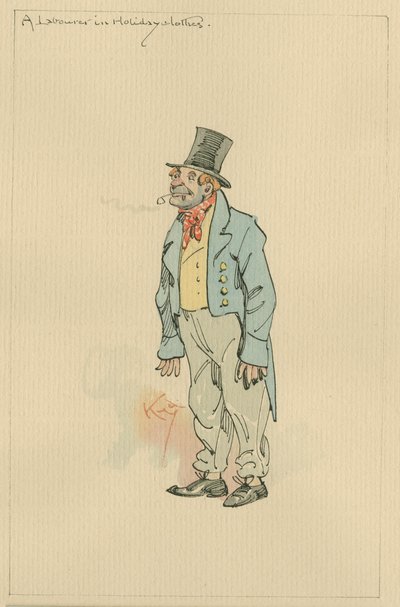 A Laborer in Holiday Clothes, ca. 1920-tallet (penn og blekk med wc på papir) av Joseph Clayton Clarke