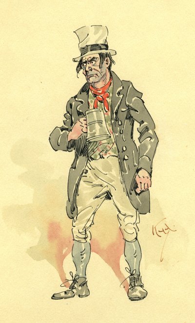 Bill Sikes (blekk og wc på papir) av Joseph Clayton Clarke