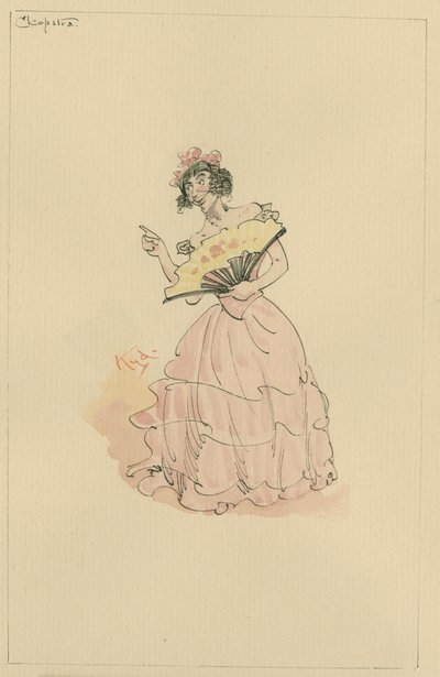 Cleopatra, eller The Honorable Mrs Skewton, ca. 1920-tallet (penn og blekk med wc på papir) av Joseph Clayton Clarke