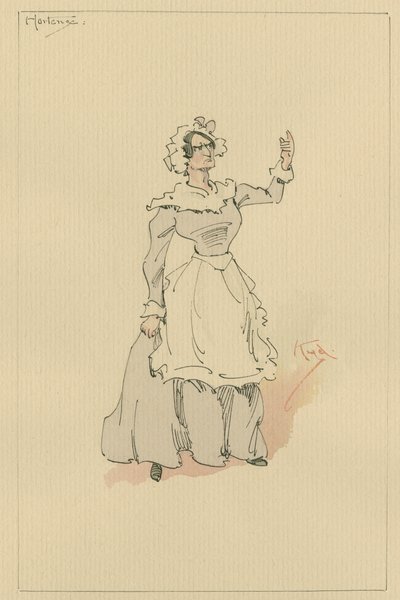 Hortense, ca. 1920-tallet (penn og blekk med wc på papir) av Joseph Clayton Clarke