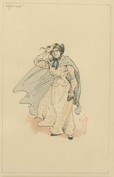 Miss Harriet Carker, ca. 1920-tallet (penn og blekk med wc på papir) av Joseph Clayton Clarke