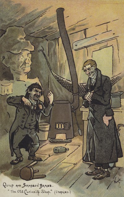 Quilp og Sampson Brass, The Old Curiosity Shop av Joseph Clayton Clarke