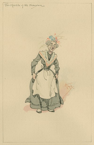The Hostess of the Mansion, ca. 1920-tallet (penn og blekk med wc på papir) av Joseph Clayton Clarke