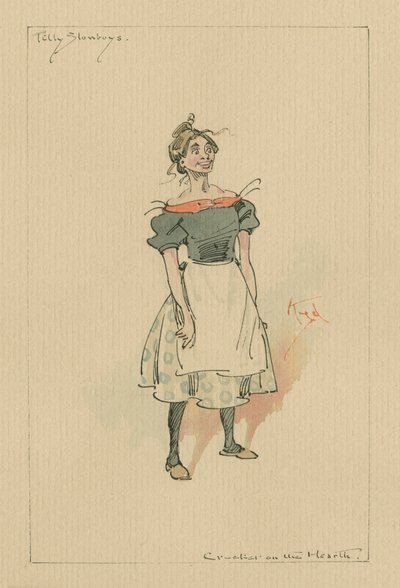 Tilly Slowboy - The Cricket on the Hearth, ca. 1920-tallet (penn og blekk med wc på papir) av Joseph Clayton Clarke