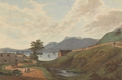 Soongey Lamou Hills Fort Marlborough, Benkulen, Sumatra, 1799 av Joseph Constantine Stadler